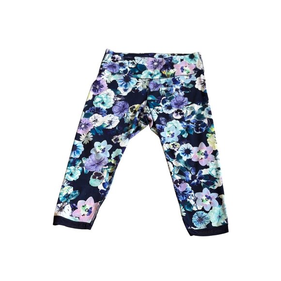 Old Navy Active Go Dry Crop Leggings Floral High-Rise Mesh-Hem Compression XXL - Picture 2 of 13